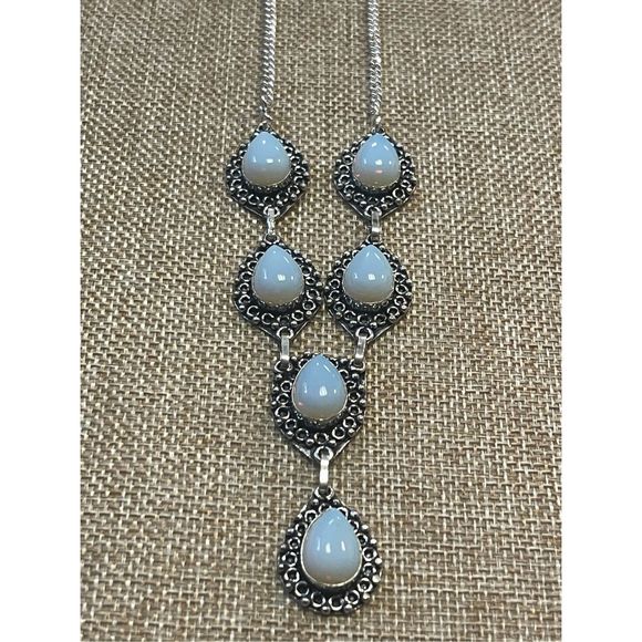 Artisan Jewelry - Silver Opalite Stone Necklace